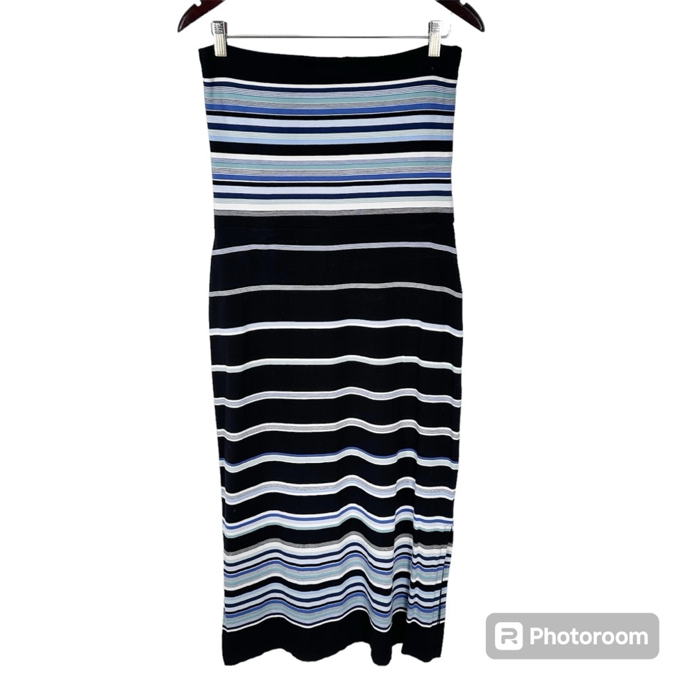 White House Black Market Convertible Striped Strapless Maxi Dress Skirt Medium